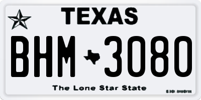 TX license plate BHM3080