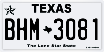 TX license plate BHM3081