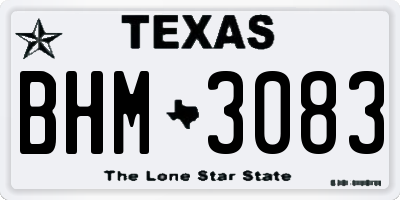 TX license plate BHM3083