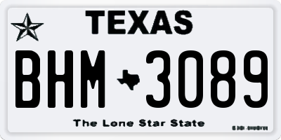 TX license plate BHM3089