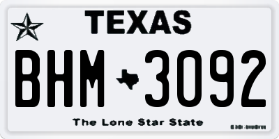 TX license plate BHM3092