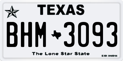TX license plate BHM3093
