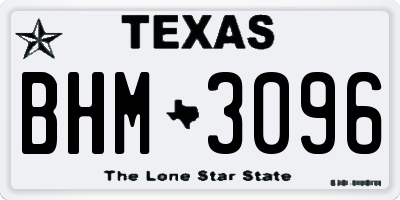 TX license plate BHM3096