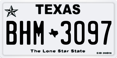 TX license plate BHM3097