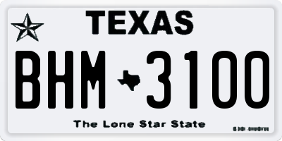 TX license plate BHM3100