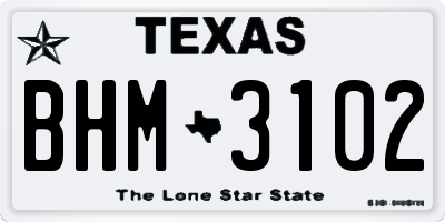 TX license plate BHM3102