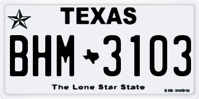 TX license plate BHM3103