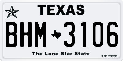 TX license plate BHM3106