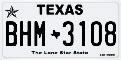TX license plate BHM3108