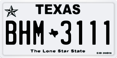 TX license plate BHM3111