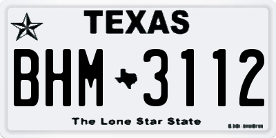 TX license plate BHM3112
