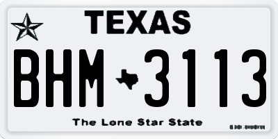 TX license plate BHM3113