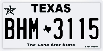 TX license plate BHM3115