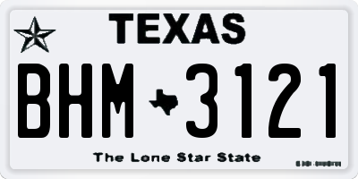TX license plate BHM3121