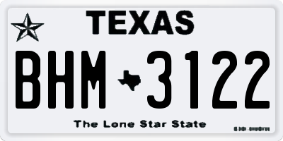 TX license plate BHM3122