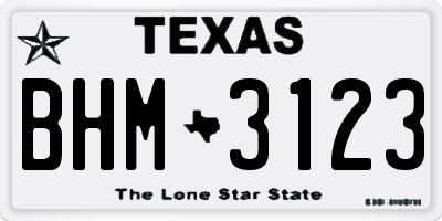 TX license plate BHM3123