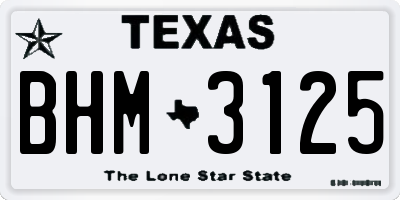TX license plate BHM3125