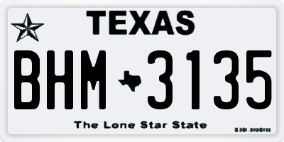 TX license plate BHM3135