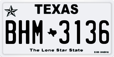 TX license plate BHM3136