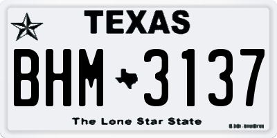 TX license plate BHM3137