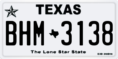 TX license plate BHM3138