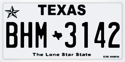 TX license plate BHM3142