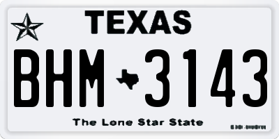 TX license plate BHM3143