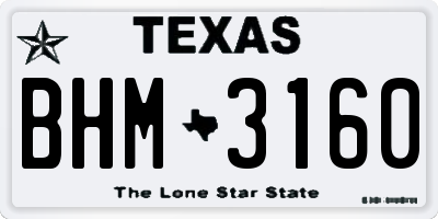 TX license plate BHM3160