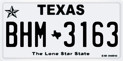 TX license plate BHM3163