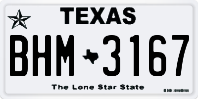 TX license plate BHM3167
