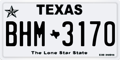 TX license plate BHM3170