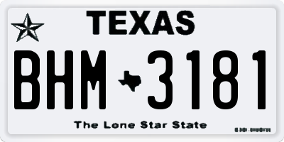 TX license plate BHM3181