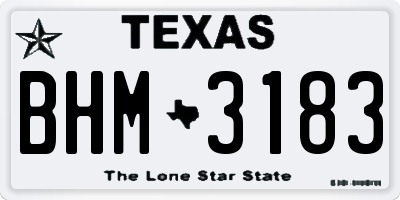 TX license plate BHM3183
