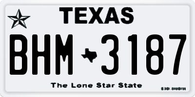 TX license plate BHM3187