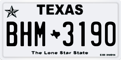 TX license plate BHM3190