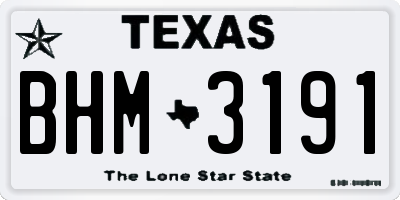 TX license plate BHM3191