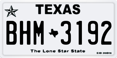 TX license plate BHM3192