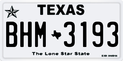 TX license plate BHM3193