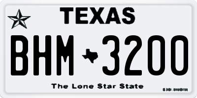 TX license plate BHM3200