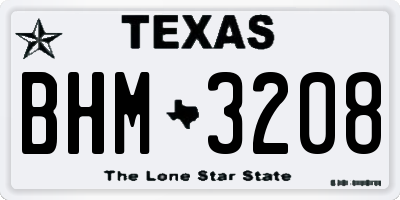 TX license plate BHM3208