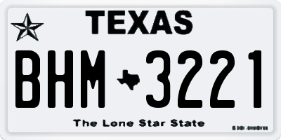 TX license plate BHM3221