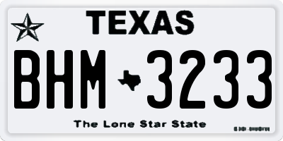 TX license plate BHM3233