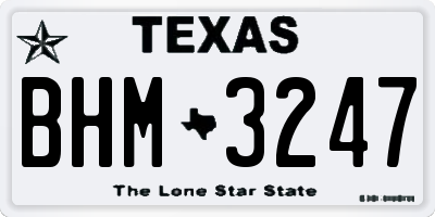 TX license plate BHM3247