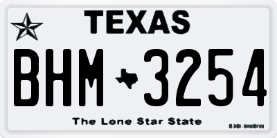 TX license plate BHM3254