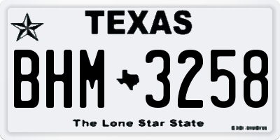 TX license plate BHM3258