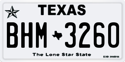 TX license plate BHM3260