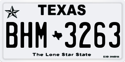 TX license plate BHM3263