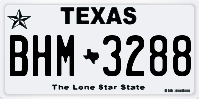 TX license plate BHM3288