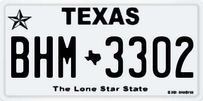 TX license plate BHM3302