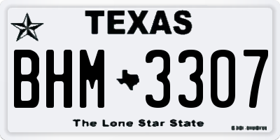 TX license plate BHM3307